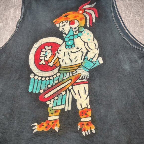 VINTAGE 90s EURO Comfort Tank Top XXL Oversized Front Back Dyed Aztec Graphic - Picture 4 of 9